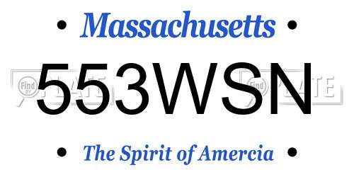 553WSN Massachusetts License Plate