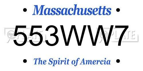 553WW7 Massachusetts License Plate