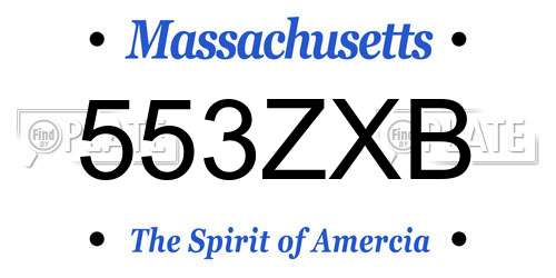 553ZXB Massachusetts License Plate