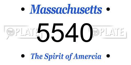 5540 Massachusetts License Plate