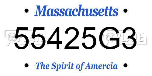 55425G3 Massachusetts License Plate