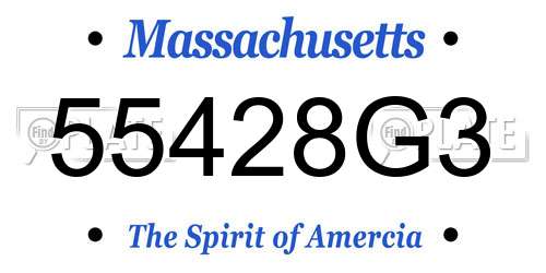 55428G3 Massachusetts License Plate