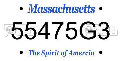 55475G3 Massachusetts License Plate