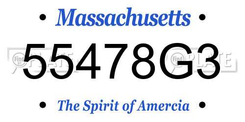 55478G3 Massachusetts License Plate