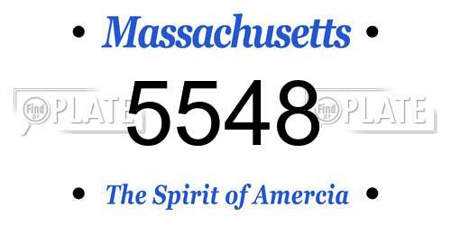 5548 Massachusetts License Plate