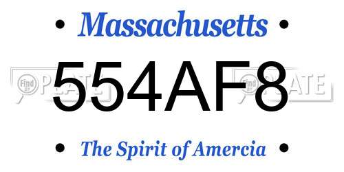 554AF8 Massachusetts License Plate