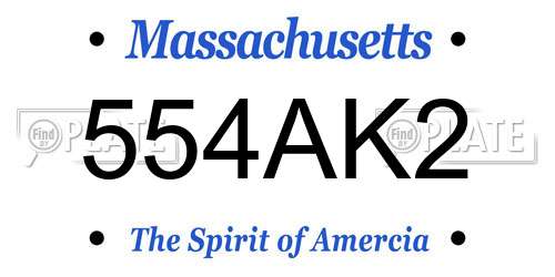 554AK2 Massachusetts License Plate