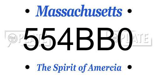 554BB0 Massachusetts License Plate