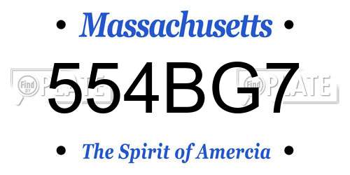 554BG7 Massachusetts License Plate