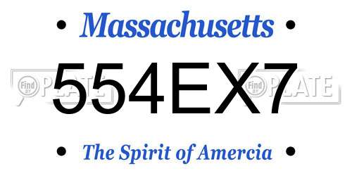 554EX7 Massachusetts License Plate