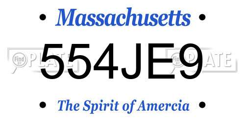 554JE9 Massachusetts License Plate