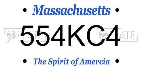 554KC4 Massachusetts License Plate