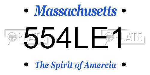554LE1 Massachusetts License Plate
