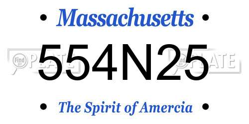 554N25 Massachusetts License Plate
