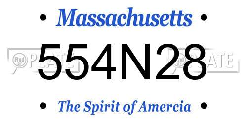 554N28 Massachusetts License Plate