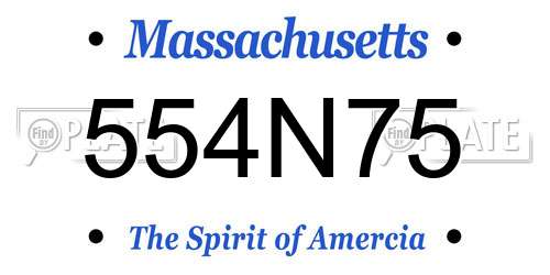 554N75 Massachusetts License Plate