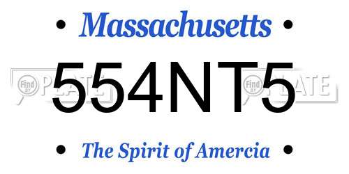 554NT5 Massachusetts License Plate
