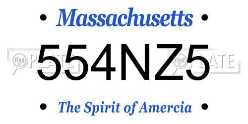 554NZ5 Massachusetts License Plate