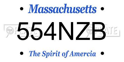 554NZB Massachusetts License Plate