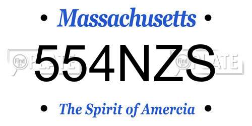554NZS Massachusetts License Plate