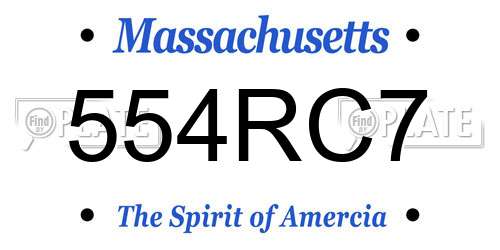 554RC7 Massachusetts License Plate