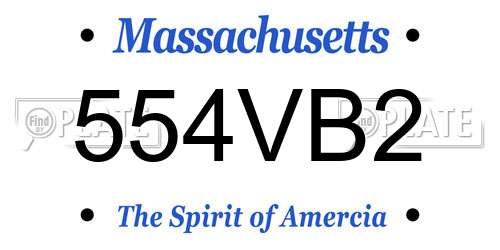 554VB2 Massachusetts License Plate