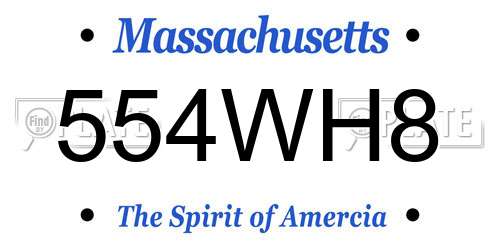 554WH8 Massachusetts License Plate
