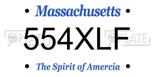 554XLF Massachusetts License Plate