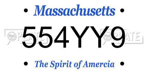 554YY9 Massachusetts License Plate