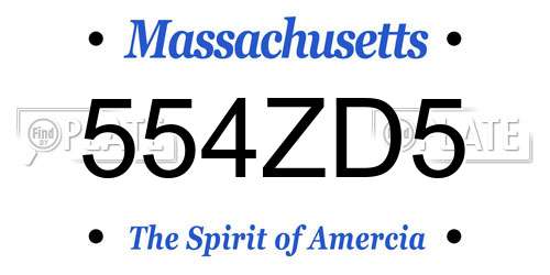 554ZD5 Massachusetts License Plate