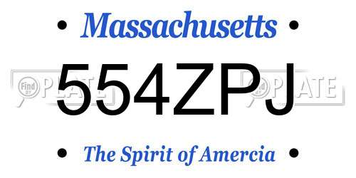 554ZPJ Massachusetts License Plate