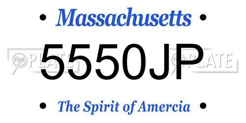 5550JP Massachusetts License Plate