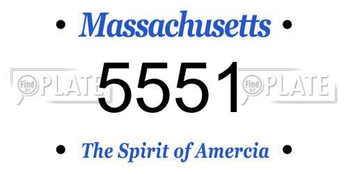 5551 Massachusetts License Plate