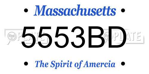 5553BD Massachusetts License Plate