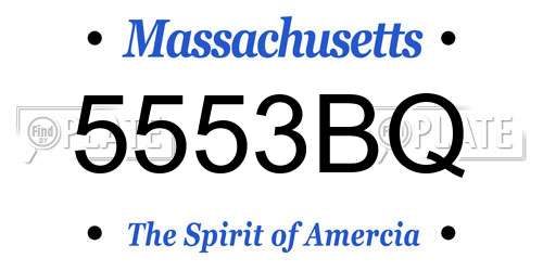 5553BQ Massachusetts License Plate