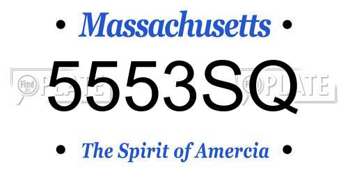 5553SQ Massachusetts License Plate