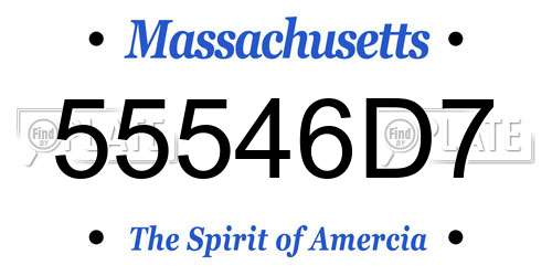 55546D7 Massachusetts License Plate