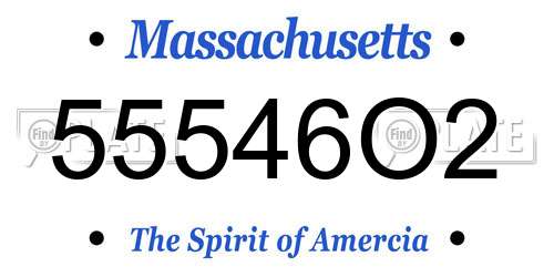 55546O2 Massachusetts License Plate