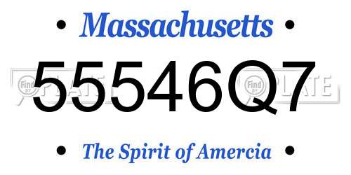 55546Q7 Massachusetts License Plate