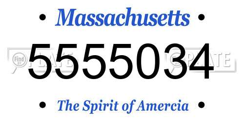 5555034 Massachusetts License Plate