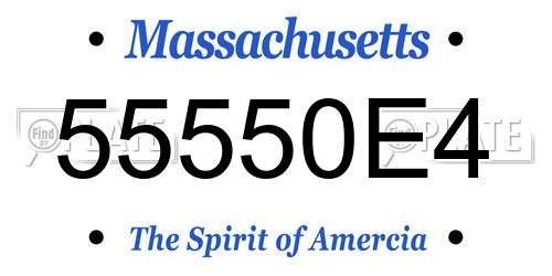 55550E4 Massachusetts License Plate