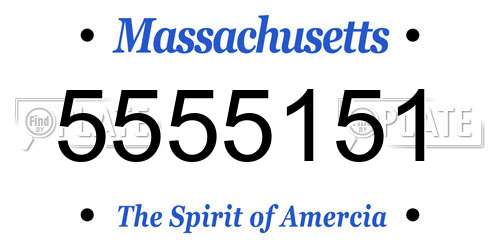 5555151 Massachusetts License Plate