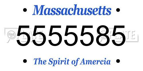 5555585 Massachusetts License Plate