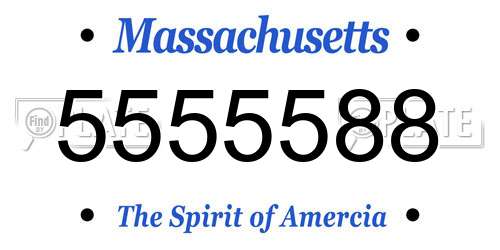 5555588 Massachusetts License Plate
