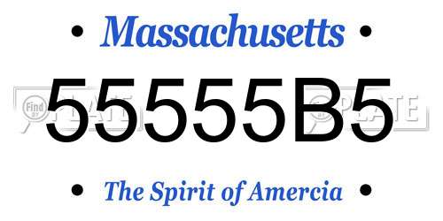 55555B5 Massachusetts License Plate