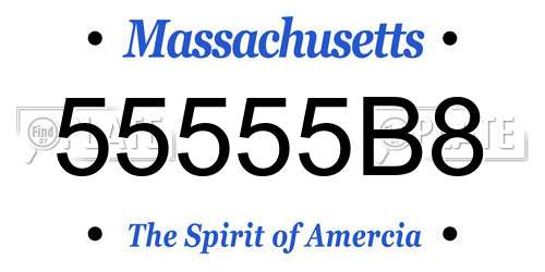 55555B8 Massachusetts License Plate