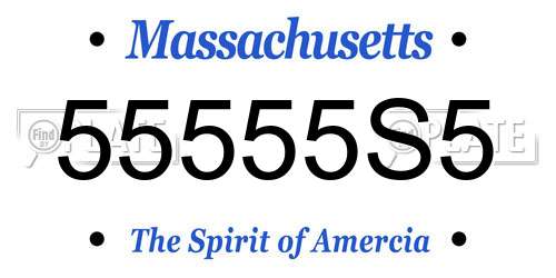 55555S5 Massachusetts License Plate