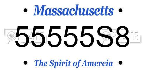 55555S8 Massachusetts License Plate