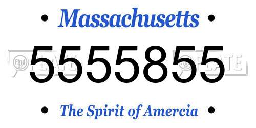 5555855 Massachusetts License Plate