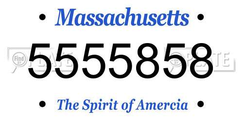 5555858 Massachusetts License Plate